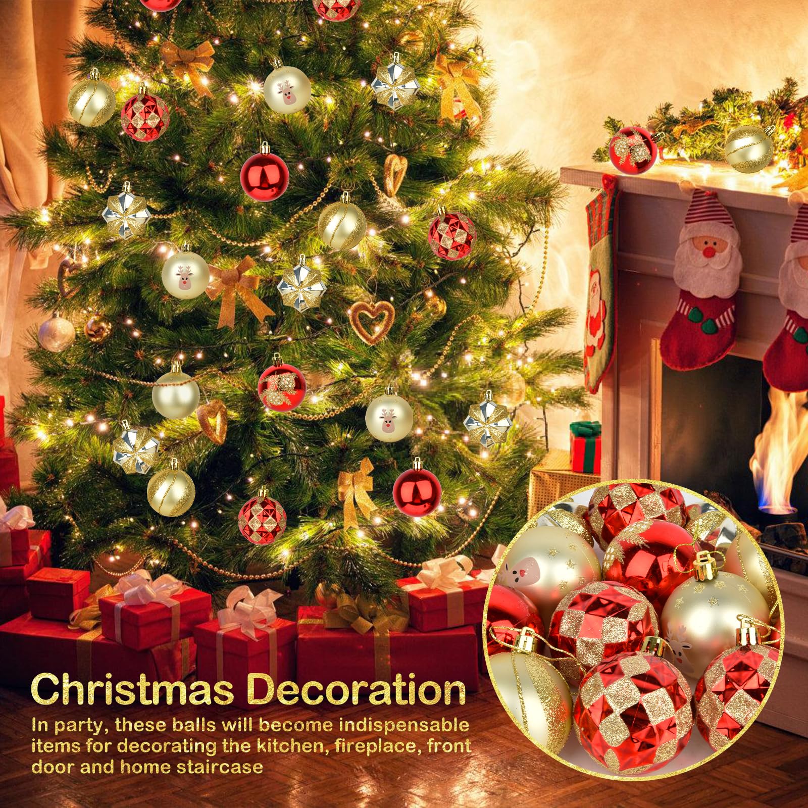 BBWELL Lot de 100 Pièces Boule de Noël en Plastique, Décoration Noel BBWELL Lot de 100 Pièces Boule de Noël en Plastique, Décoration Noel