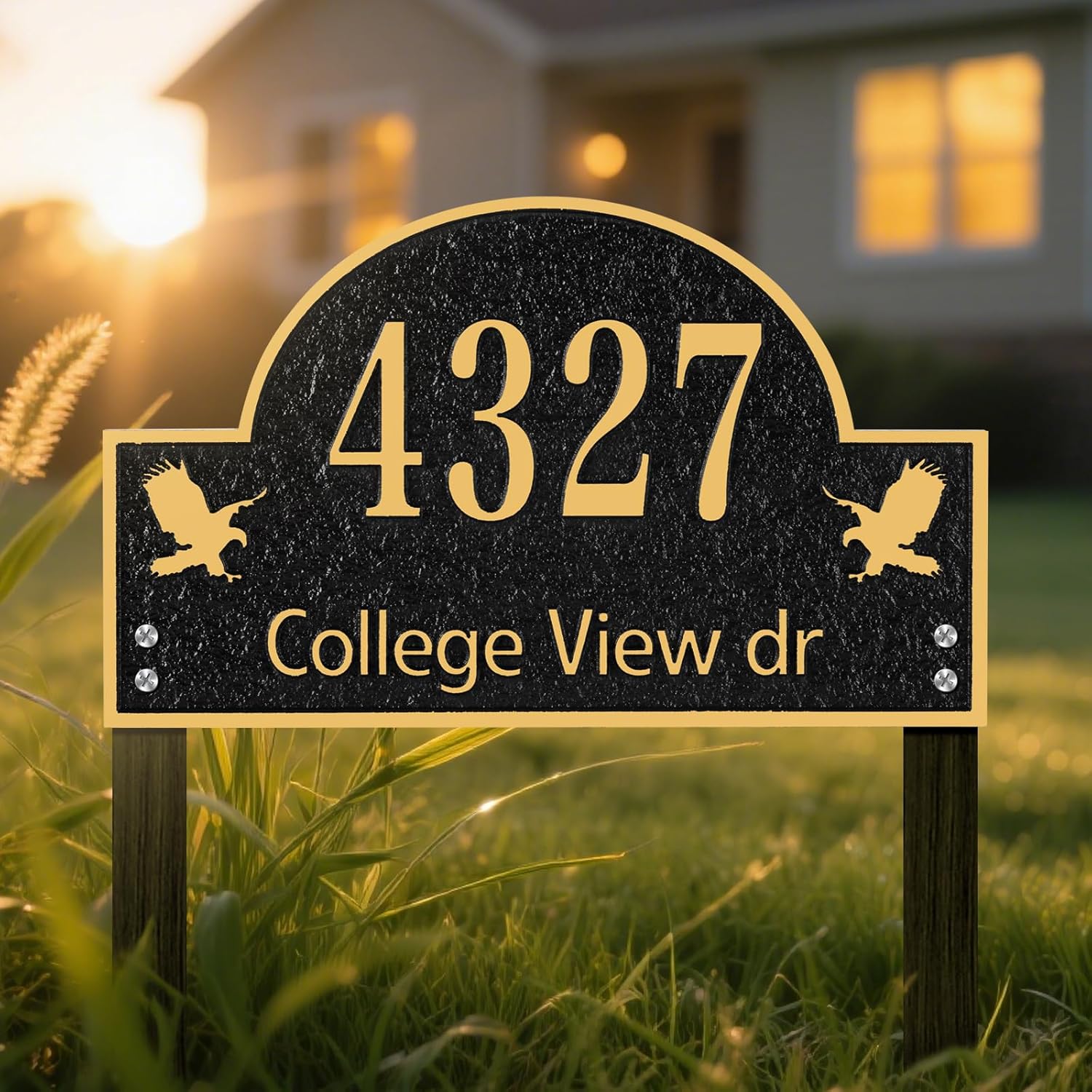 Lawn Address Plaque - Personalized House Number Sign,Address Numbers for House Yard Garden Large Option with Stakes,Style 5