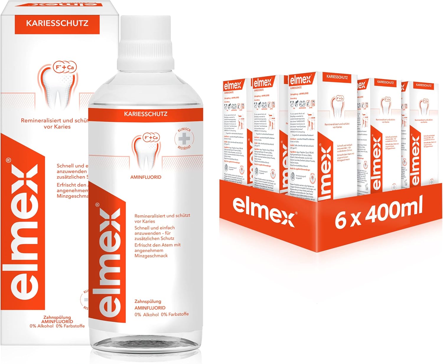 elmex Mundspülung Kariesschutz 6x 400ml antibakterielle Zahnreinigung