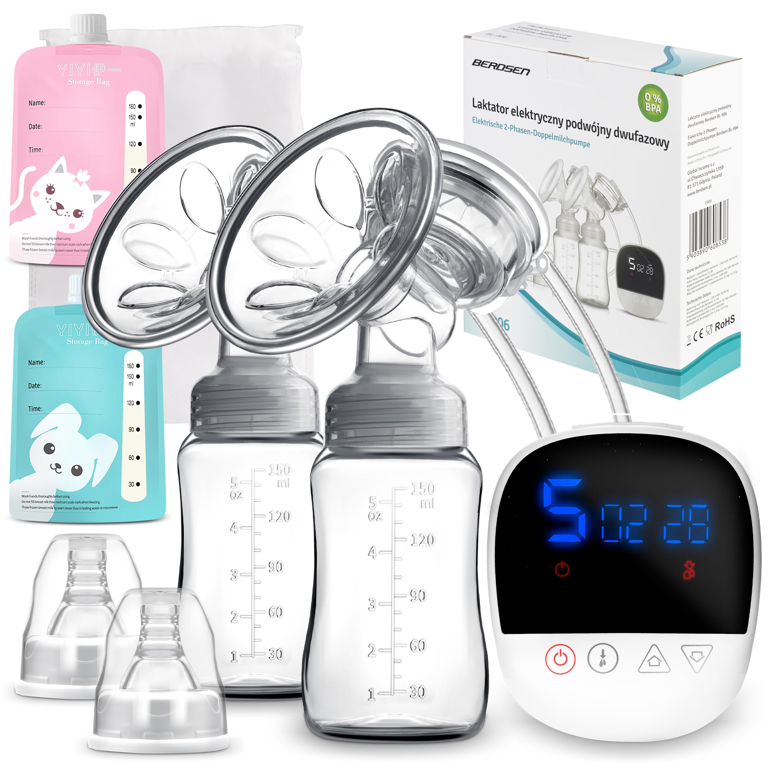 Tiralatte elettrico bifase, doppio wireless, mobile, 3 modalità, PRBL-906
