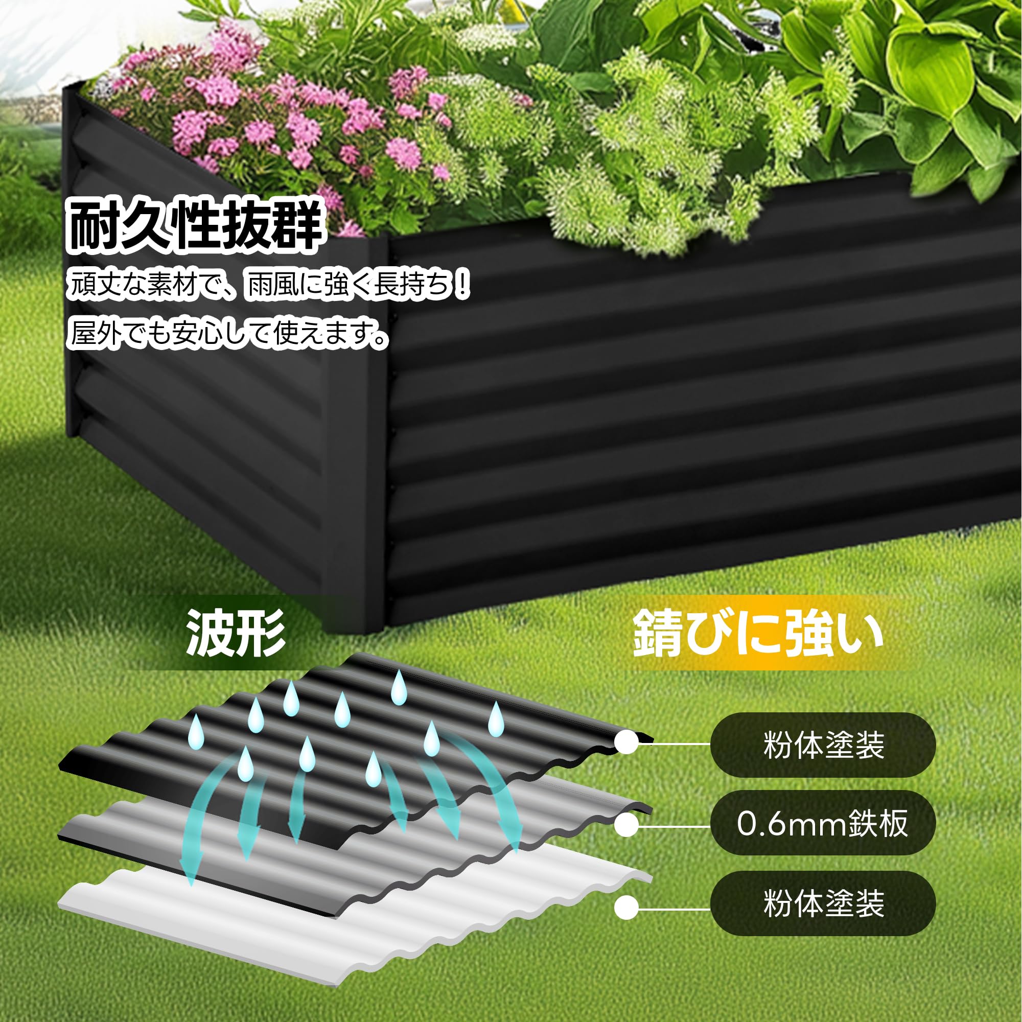 Amazon.co.jp: レイズドガーデンベッド スチール 粉体塗装