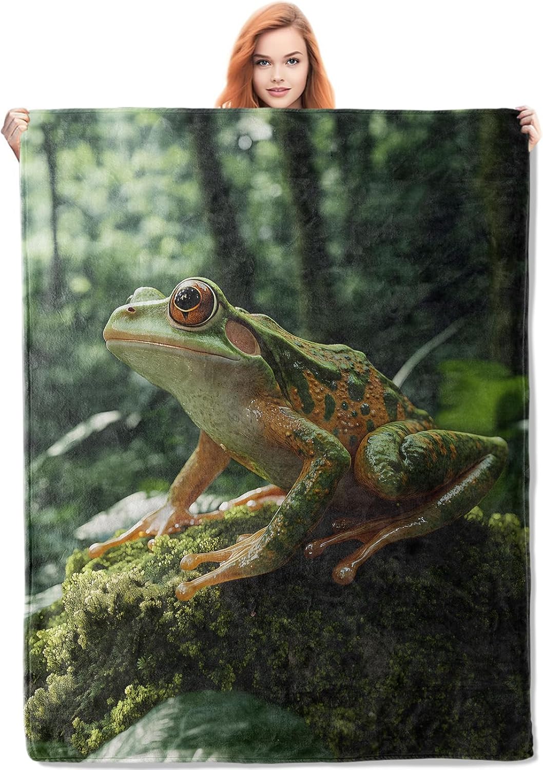 Forest Frog Blanket Gifts for Women, Frog Flannel Blanket, Soft Warm Lightweight Throw Blankets for Bed Couch Home Travel Frog Decor 50" x 60"