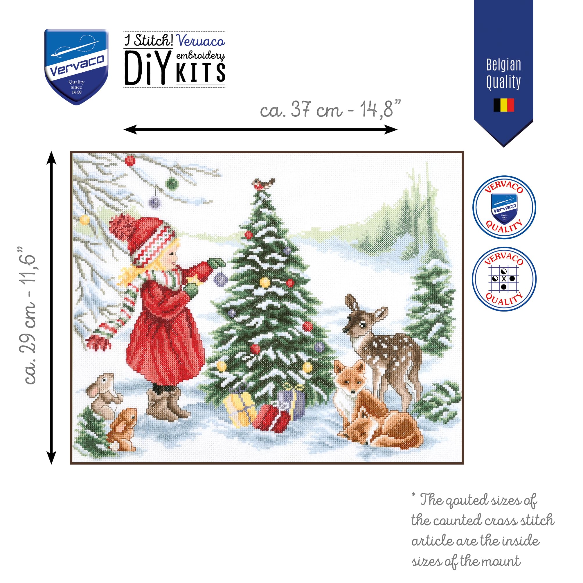 VERVACO Haft Krzyżykowy Liczony Zestaw Obraz do Haftu DEKOROWANIE NA ŚWIĘTA Zrób to Sam Zestaw Kreatywny dla Dorosłych 37 x 29 cm Dekoracja Ścienna DIY Cross Stitch Kit