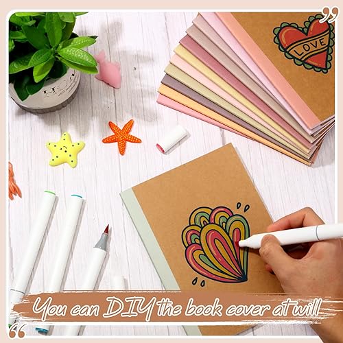 Miniatura 5 de Harloon 24 cuadernos de composición A5 para el regreso a clases, 8 x 5.75 pulgadas, cuadernos de papel kraft con rayas universitarias con espinas de