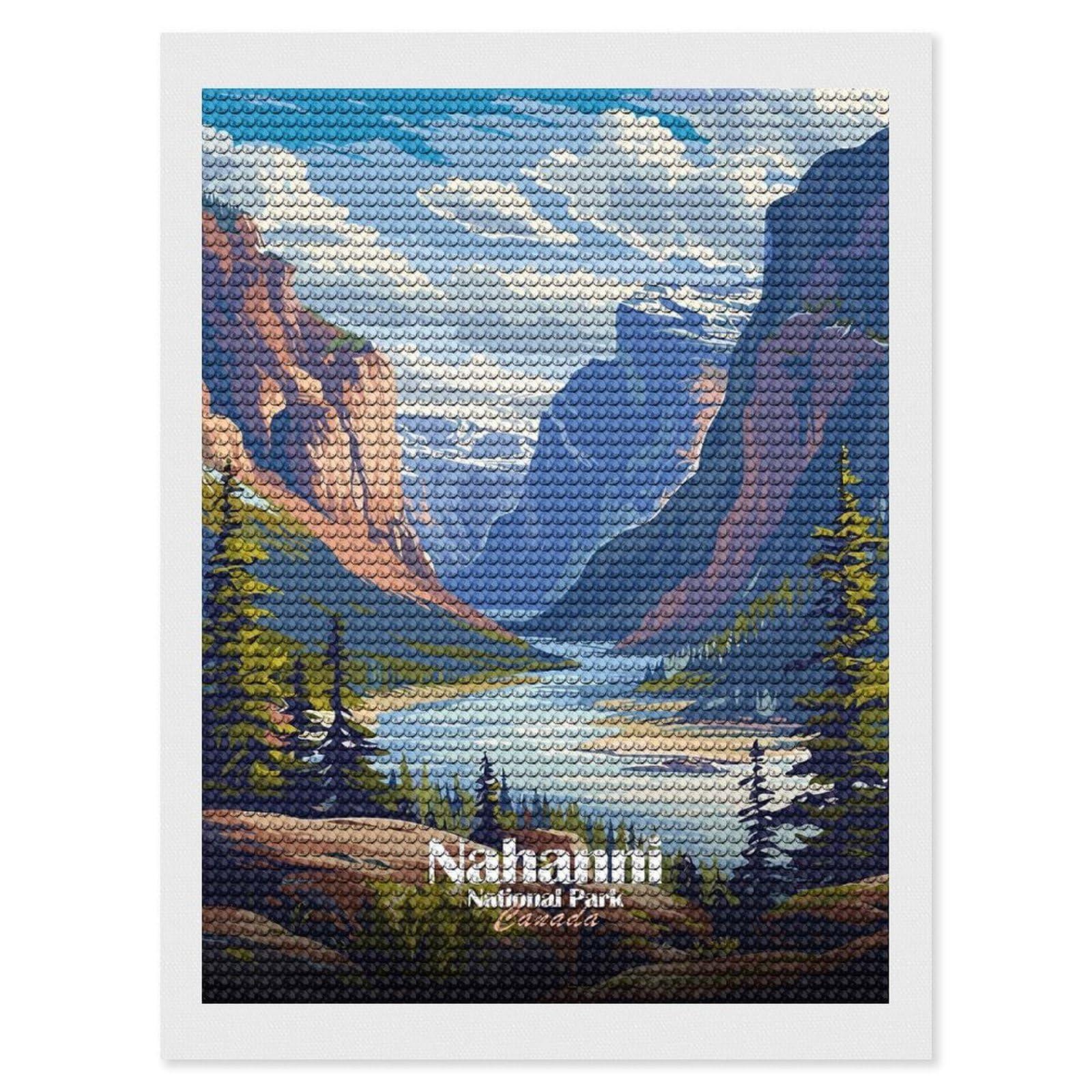 Junmoney Nahanni National Park Canada Landscape Art Diamond Painting Canvas Set 12"x16", with Tool Kit, Easy to Enjoy, Home Wall Decor, Thoughtful Handmade Gift