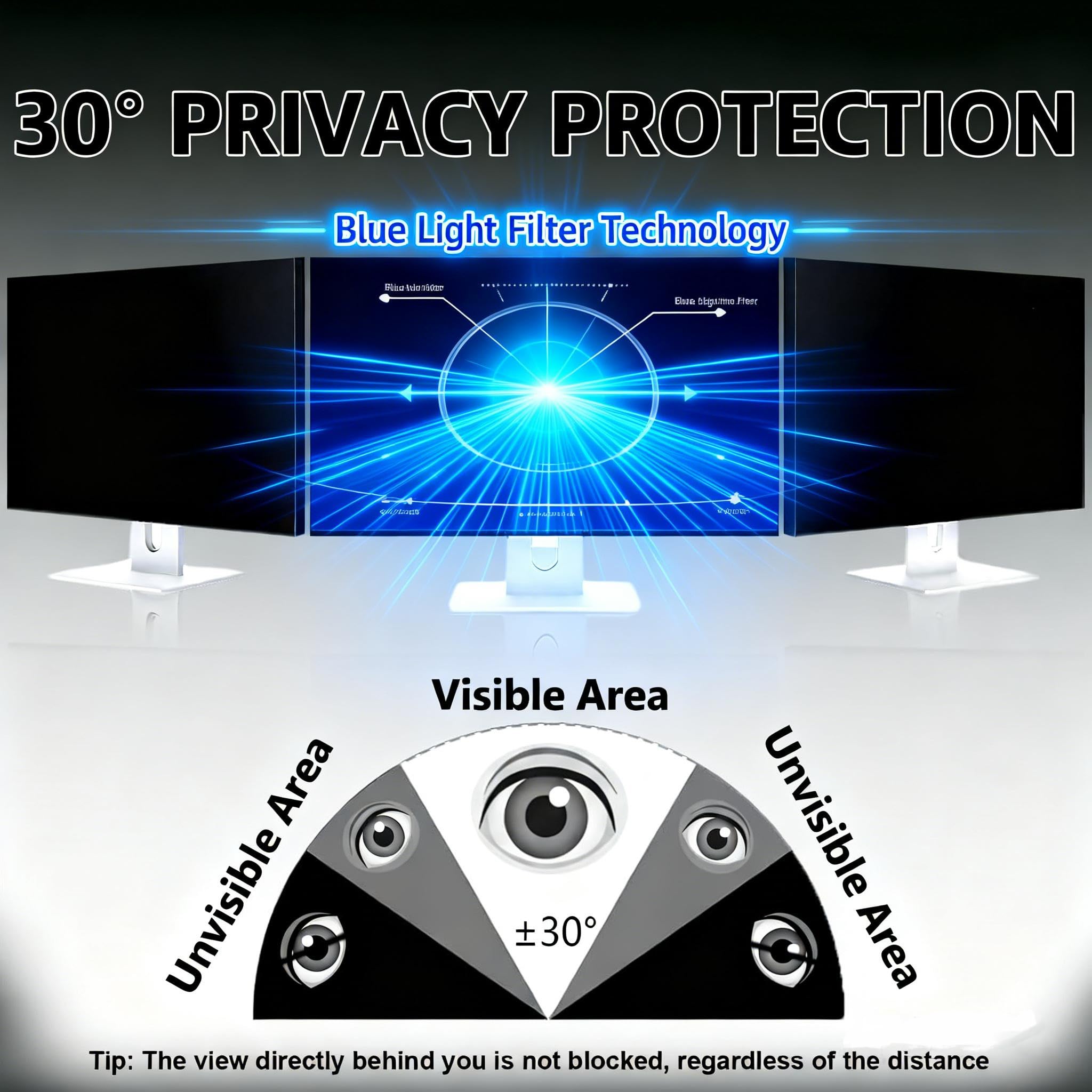 Pellicola protettiva per la privacy per monitor da 24 pollici, filtro anti luce blu per computer, pellicola protettiva per monitor per la cura degli occhi (16:9, 547 mm x 320 mm)