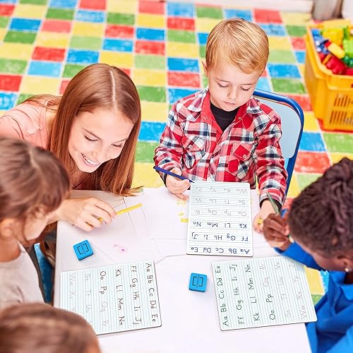 Miniatura 7 de Scribbledo - Paquete de 2 tablas de escritura a mano de borrado en seco para niños de 9 x 12 pulgadas, pizarra blanca para rastreo de letras para