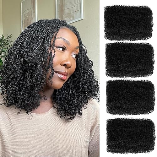 Afro Kinkys Bulk Human Hair 16 Inch 4 Bundles Black