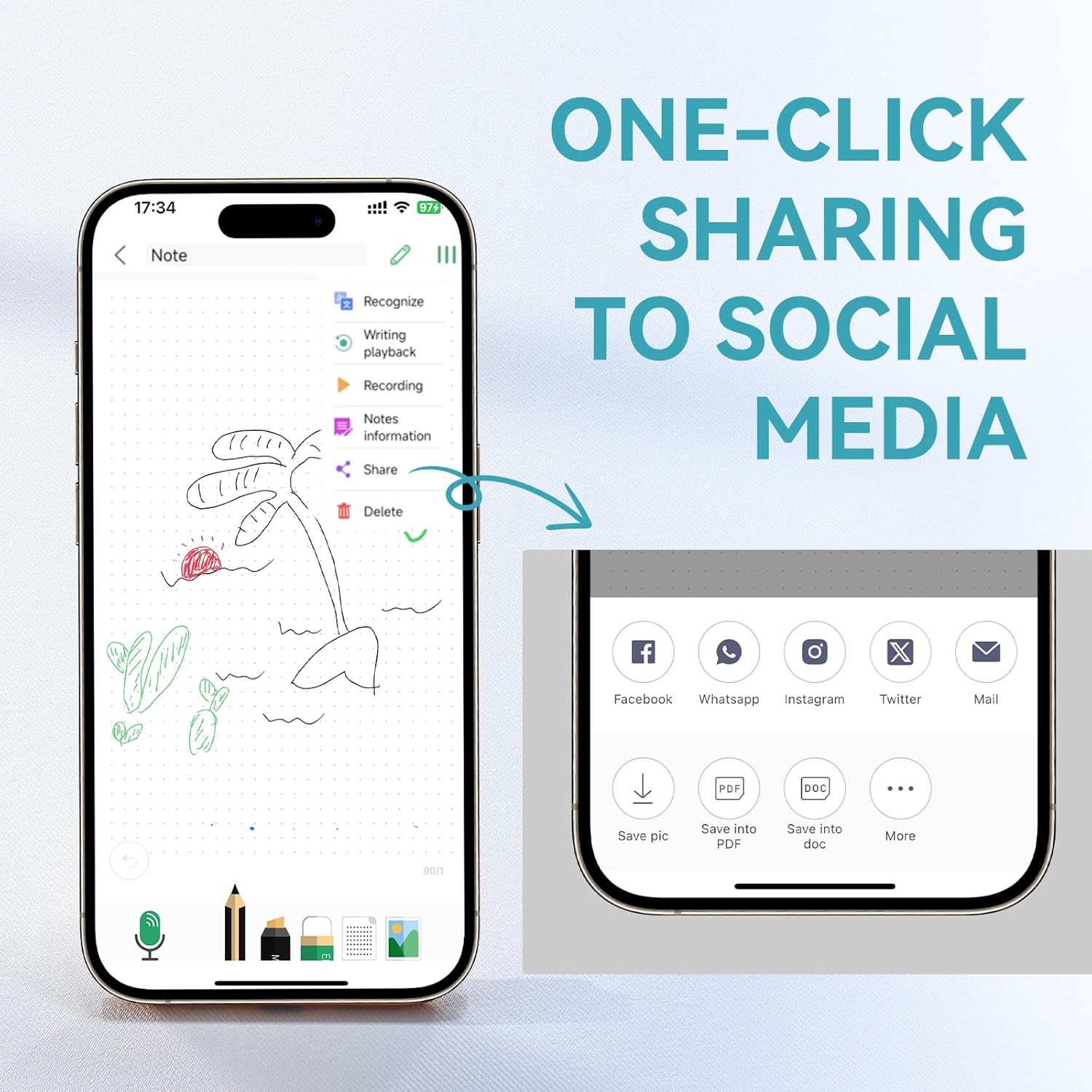 One-Click Sharing to Social Media