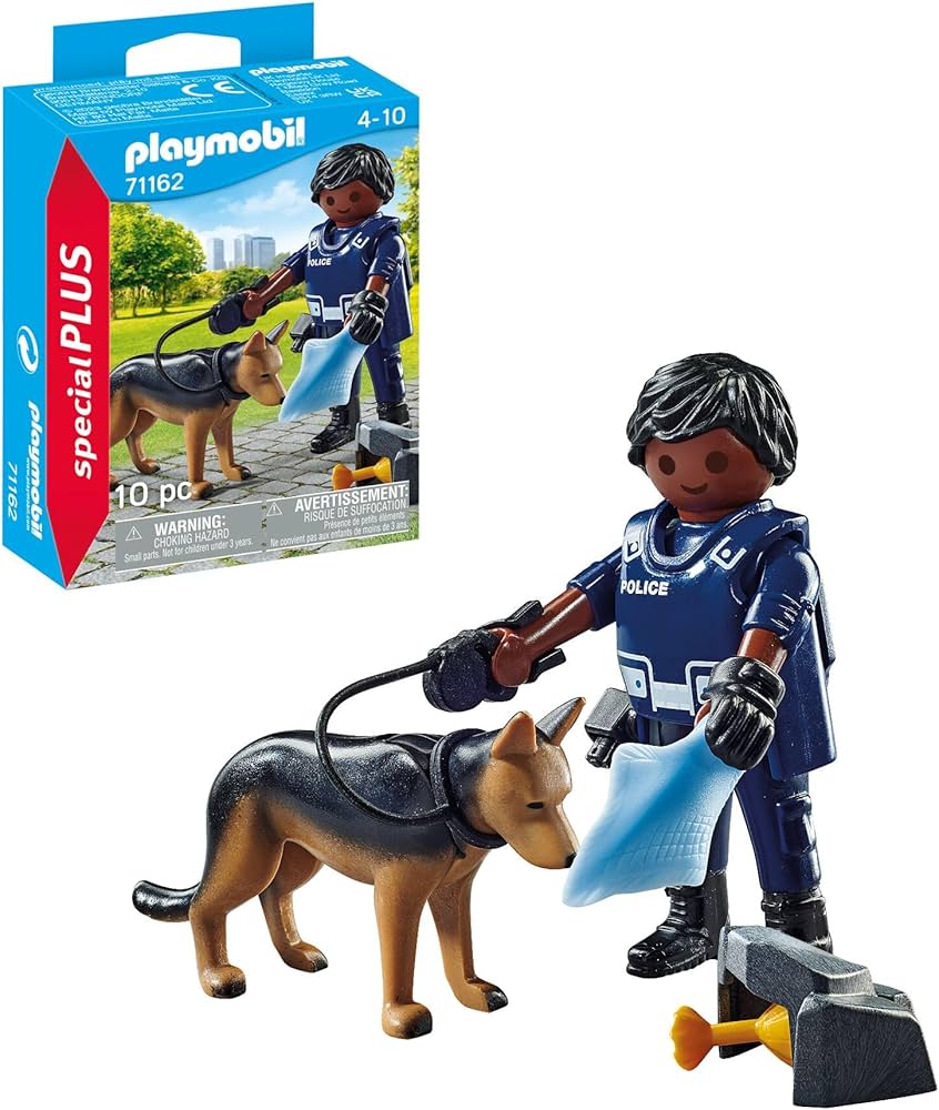 Amazon.com: Playmobil 71162 Policeman with Search Dog : Toys & Games