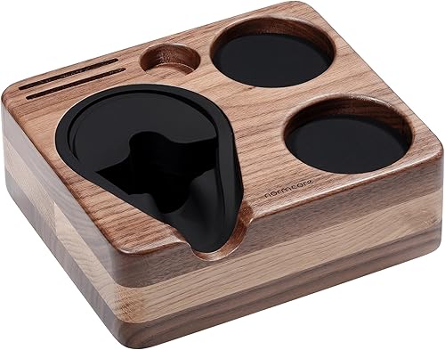 Normcore Estación de apisonamiento compacta Base de estación de manipulación de espresso Soporte de manipulación de nogal americano genuino