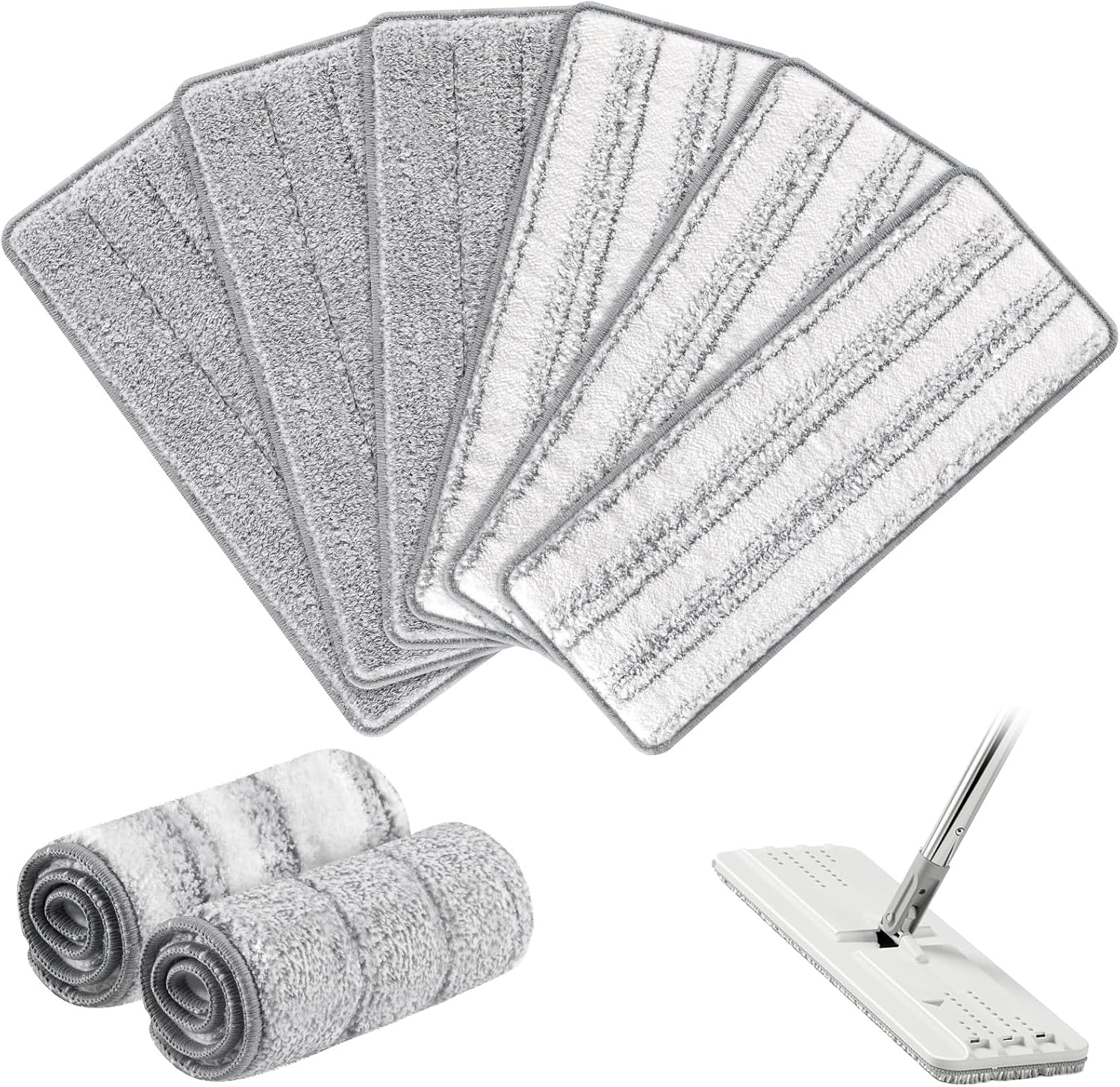 Flat Mop Head Replacement Pads Compatible with Joy-MOOP Mop and Bucket Set, Reusable Washable Squeeze Microfiber Mop Refills for Oshang Bosheng Mop – 13″ X 4.9″, Grey/Stripe Flat Mop Head Replacement Pads Compatible with Joy-MOOP Mop and Bucket Set, Reusable Washable Squeeze Microfiber Mop Refills for Oshang Bosheng Mop – 13″ X 4.9″, Grey/Stripe