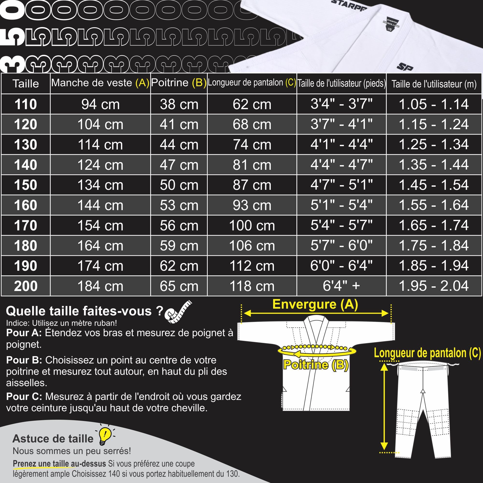 Starpro Kimono Judo - Uniforme Professionnel pour Entraînement et Compétition en Arts Martiaux, MMA, Taekwondo pour Hommes, Femmes & Enfants en 350 gr - 110-200 cm - Blanc et Bleu