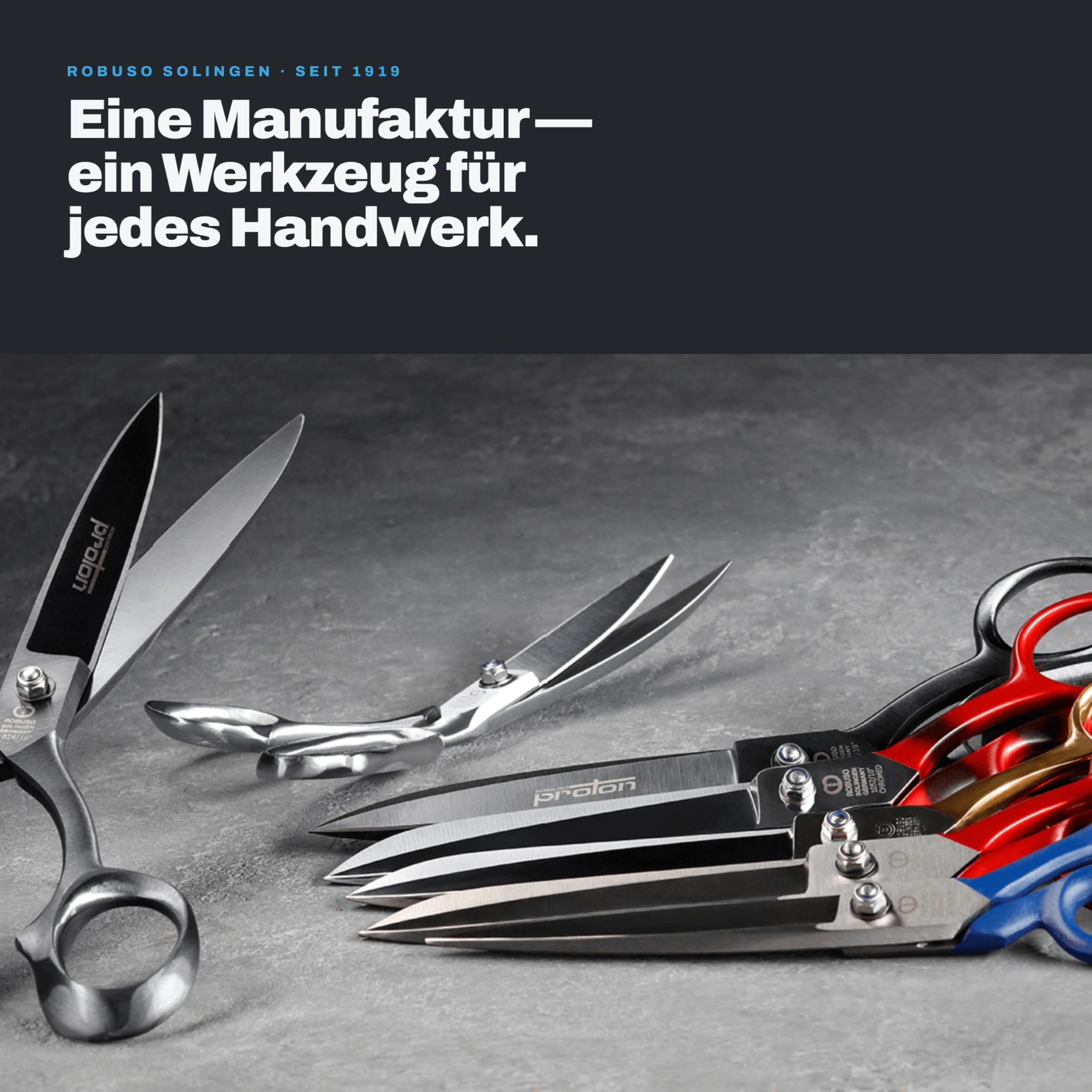ROBUSO Schneiderschere in Meisterqualität | Stoffschere | Hergestellt in Solingen | Schere aus geschmiedetem C60 Kohlenstoffstahl | Gehärtet | 26 cm – 10"
