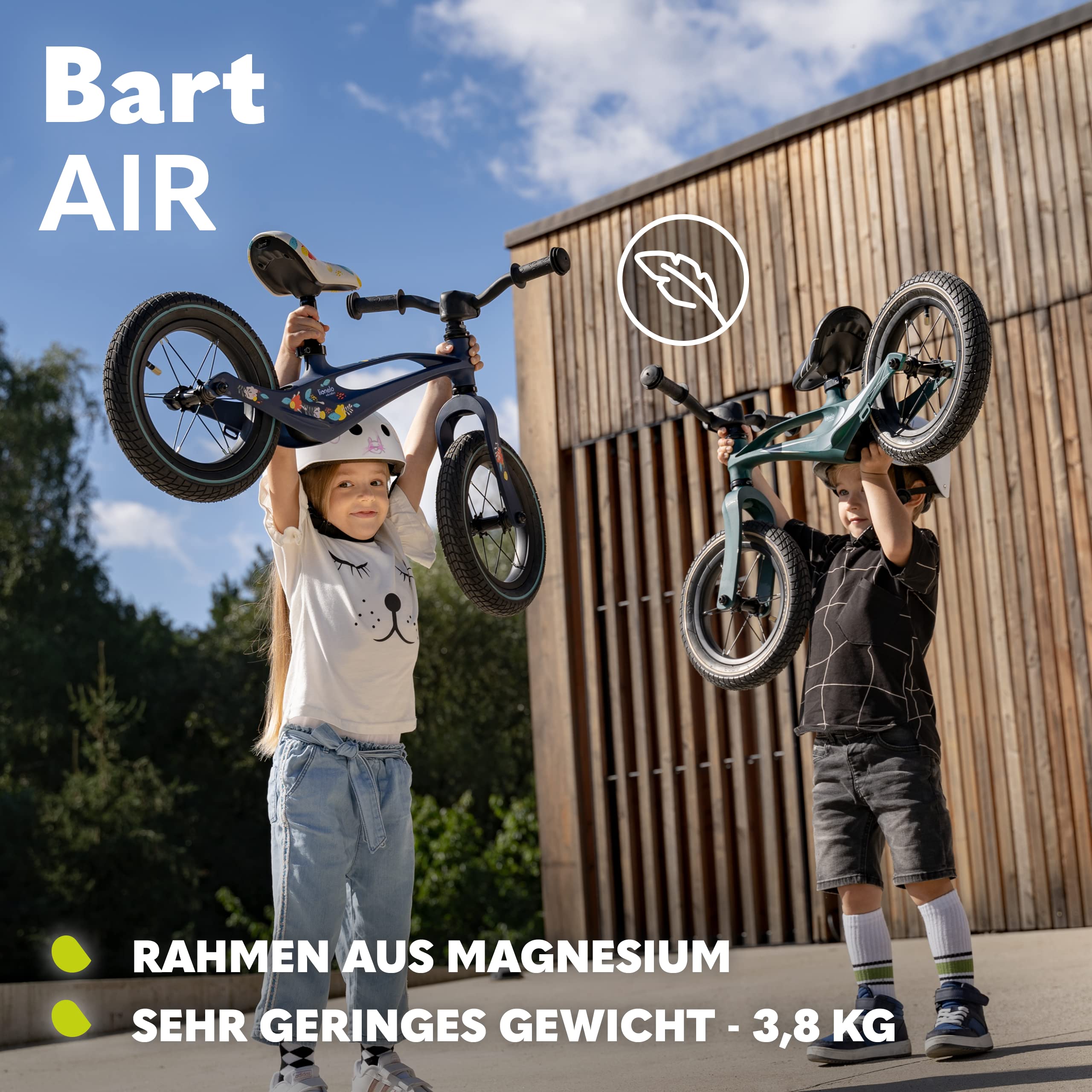 Lionelo Bart Air Laufrad ab 2 Jahre bis zu 30 kg, Magnesiumrahmen, 12 Zoll Räder, Lenkrad und Sattel höhenverstellbar, Lenkradschloss, Fußstütze, Tragegriff, Ultraleicht