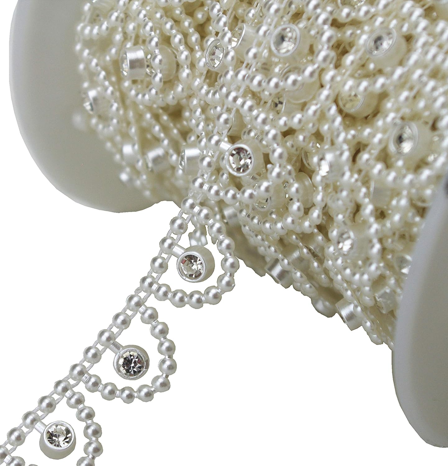 10 Yards 3/5" White Pearl Rhinestone Chain Trims Sewing Wedding Decoration Craft Beaded Trim (LZ92)