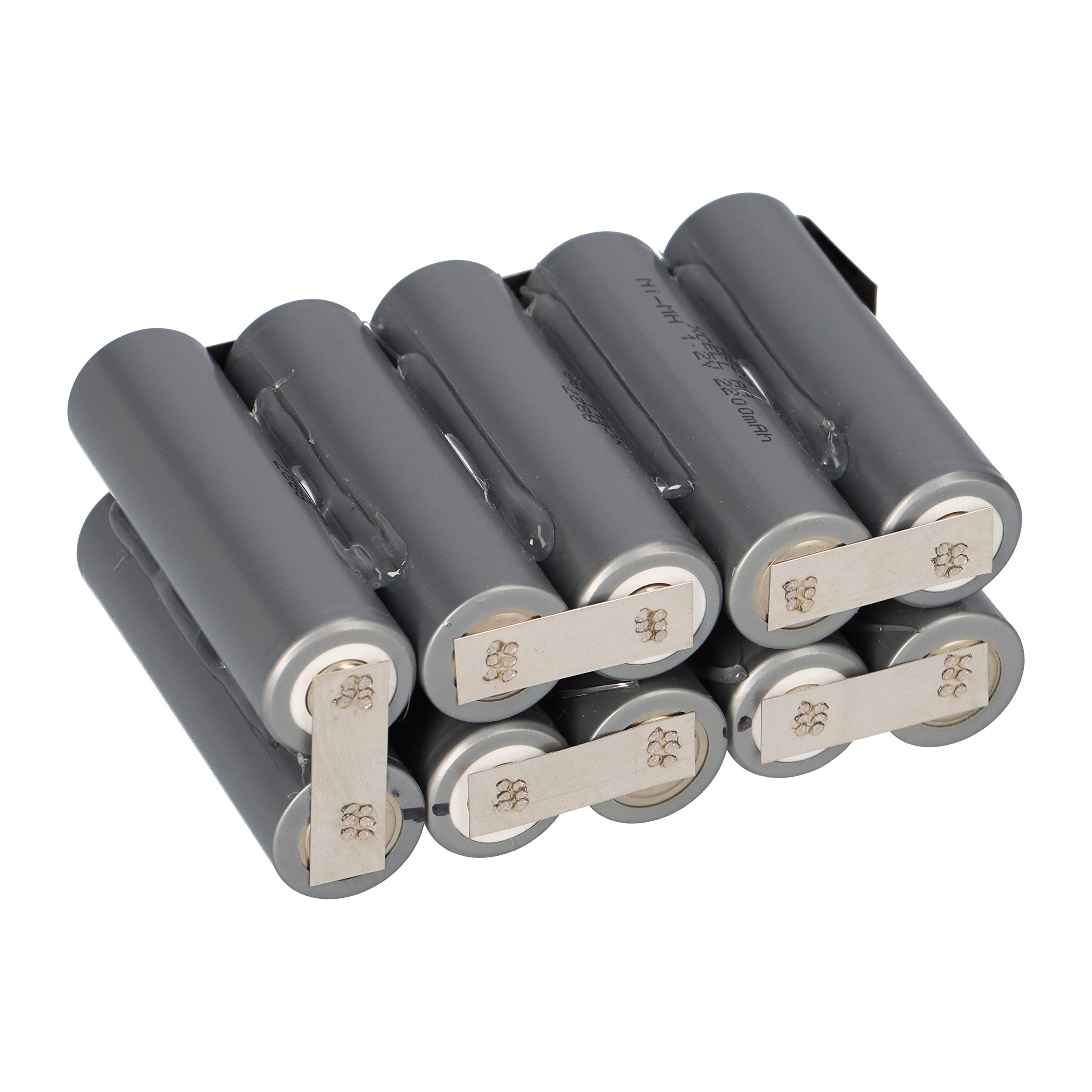 Lot de 10 piles AA Mignon 12 V 2200 mAh NiMH avec cosse à souder F2x5 – Batterie Sub C SC 2-0 Ah 4-8 V – Longue durée