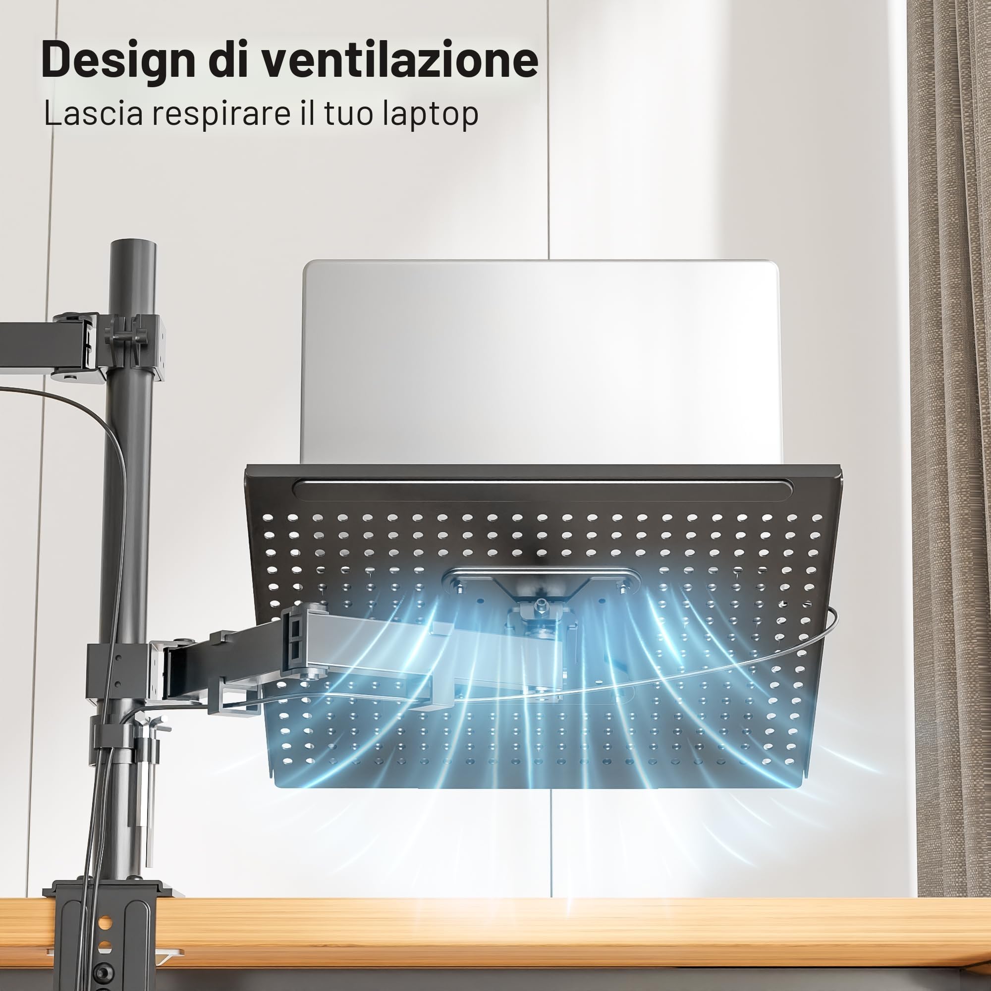 Redbat Supporto Monitor Braccio Display con Vassoio per Doppio Schermo Laptop (max 16'') e LED LCD da 13 a 32 Pollici (max 8 kg), Inclinazione, Rotazione, 2 Opzioni di Installazione