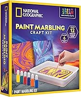 National Geographic Kids Marbling Paint Kit - Create 12 Swirling Marble Art Sheets with Paints & Water, Easy Arts Crafts