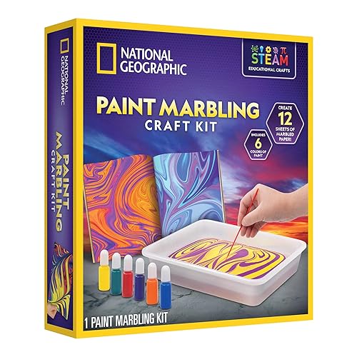NATIONAL GEOGRAPHIC Marbling Paint Kit for Kids - Create 12