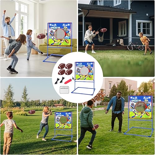 Miniatura 3 de VATOS Juegos de tiro de fútbol con 4 balones de fútbol inflables, para interiores y exteriores, juguete deportivo para niños, juego de fiesta para