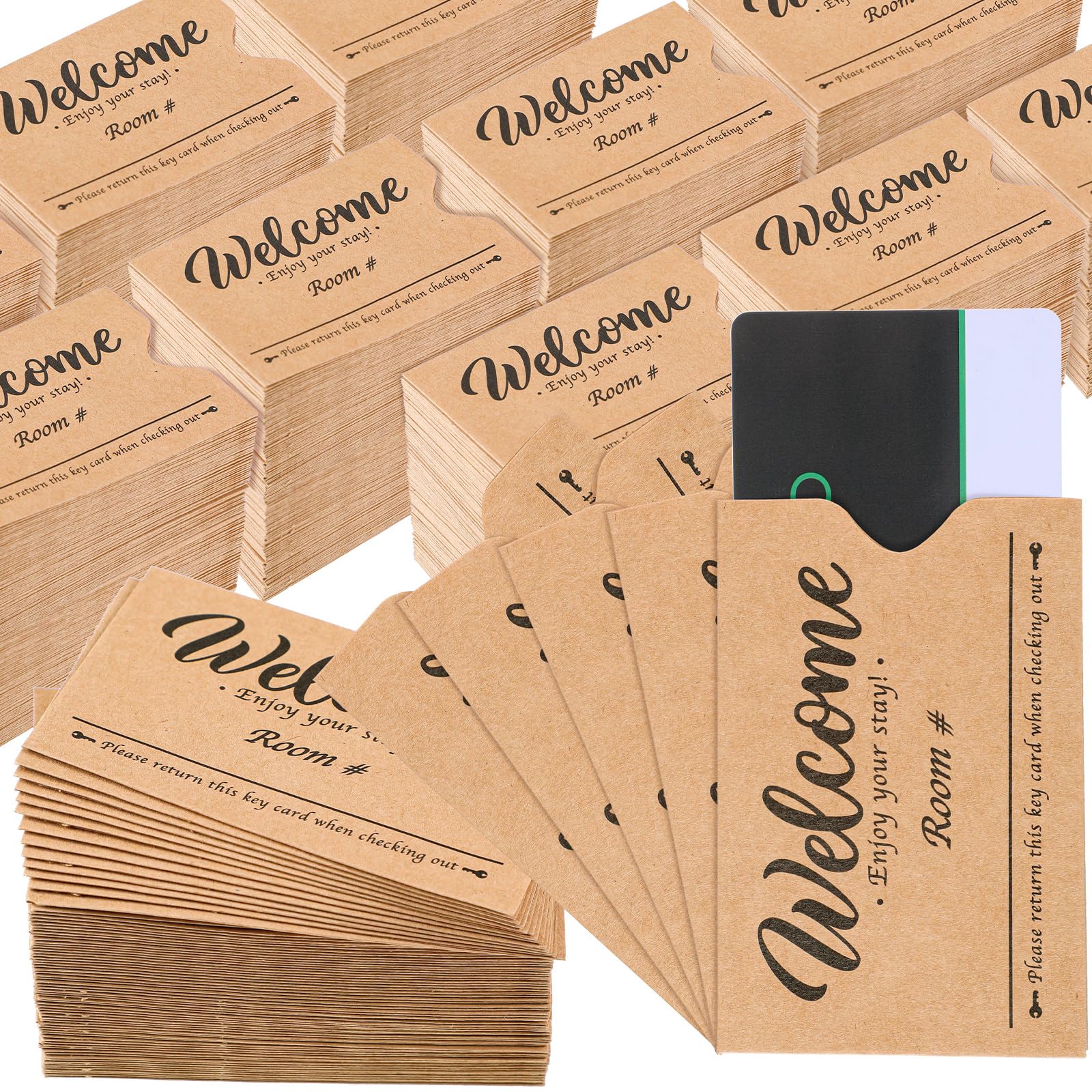 Sabary 1000 fundas protectoras para tarjetas de crédito para tarjetas de crédito, fundas impresas para tarjetas de regalo, bienvenida, invitados, disfruta de tu estancia por negocios, 2.36 x 3.54