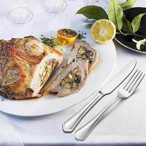 Miniatura 7 de LIANYU Juego de cubiertos de 48 piezas con cucharas adicionales, juego de cubiertos martillados de acero inoxidable para 8, juego de utensilios de