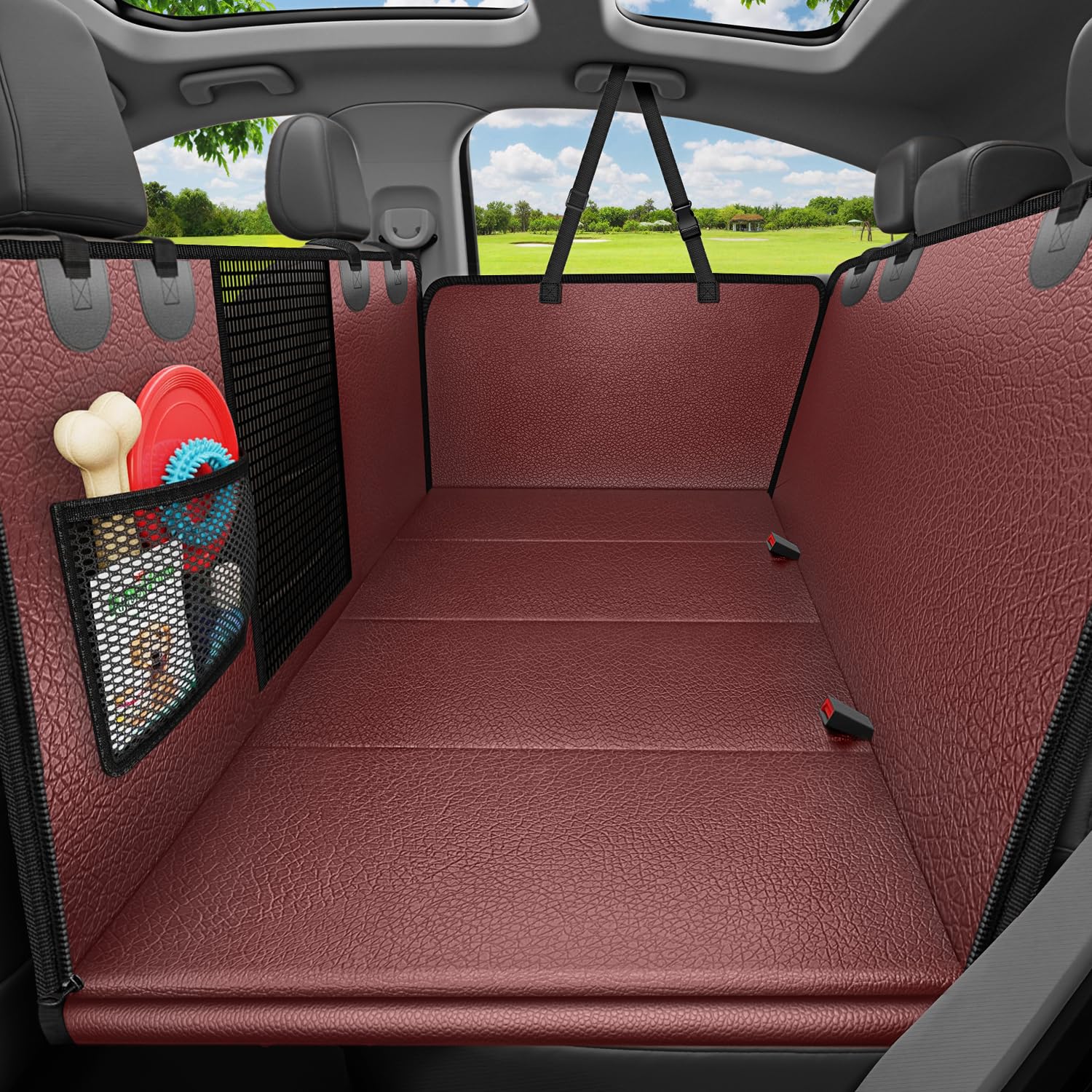 Photo 1 of URPOWER Hard Bottom Dog Car Seat Cover for Back Seat, Waterproof Hammock