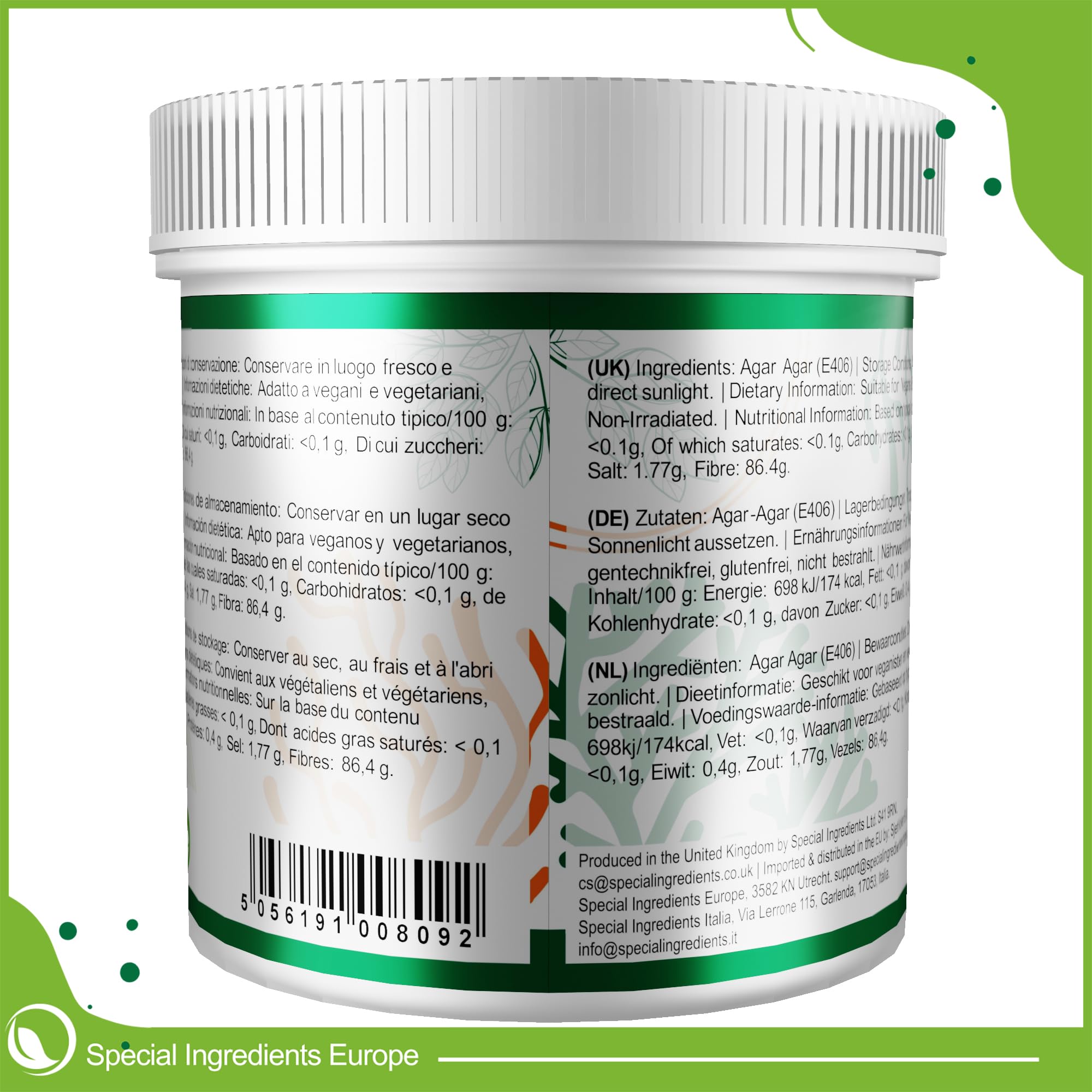 Special Ingredients Agar Agar Powder, 10 kg | Agar Agar Pulver, Pflanzliche Gelatine, Natürliches Geliermittel für Veganer & Vegetarier, Nicht-GVO, Glutenfrei
