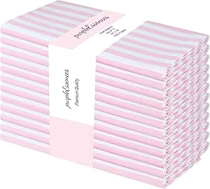 PurpleEssences Lot De 12 Serviettes De Table Unies à Rayures Du 4