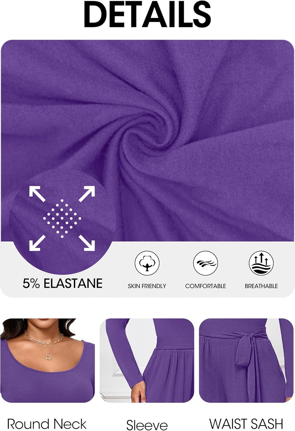 CLOCOR Womens 2 Piece Outfits Sweatsuits - Tracksuit Set Long Sleeve Crop Top & Drawstring Wide Leg Pants with Pockets - Image 8