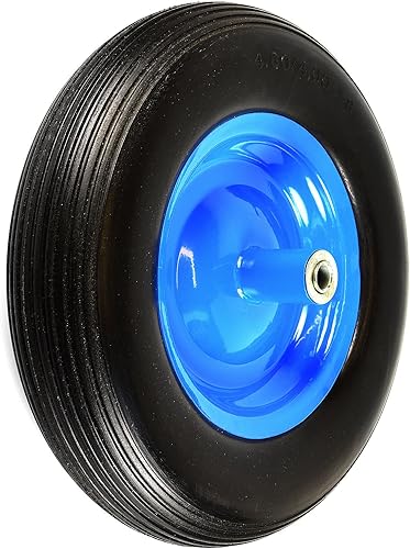 NK WFF16BK - Neumático de carretilla sin plano con banda de rodadura acanalada de 6 pulgadas, cubo centrado de 58 pulgadas, rodamientos de 58