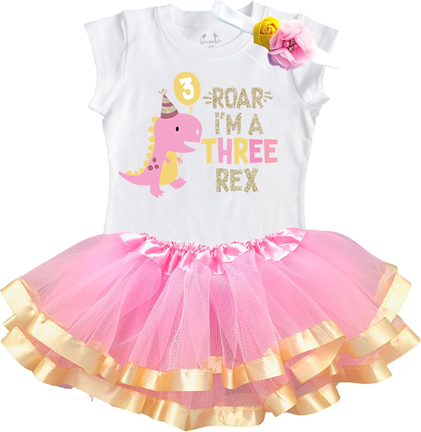 Luke and Lulu 3rd Birthday Girl Outfit - Three Rex Girl Outfit - Third Birthday Shirt Tutu Three Rex Decorations