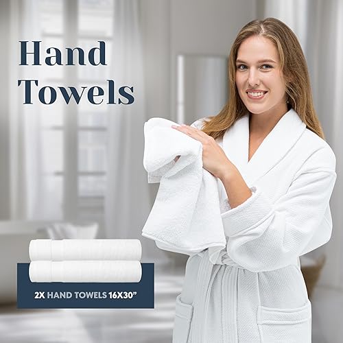 Miniatura 9 de White Classic Juego de toallas blancas de 8 piezas [2 toallas de baño, 2 toallas de mano, 4 toallas faciales], 2 tapetes de baño de 22 x 34 y 12