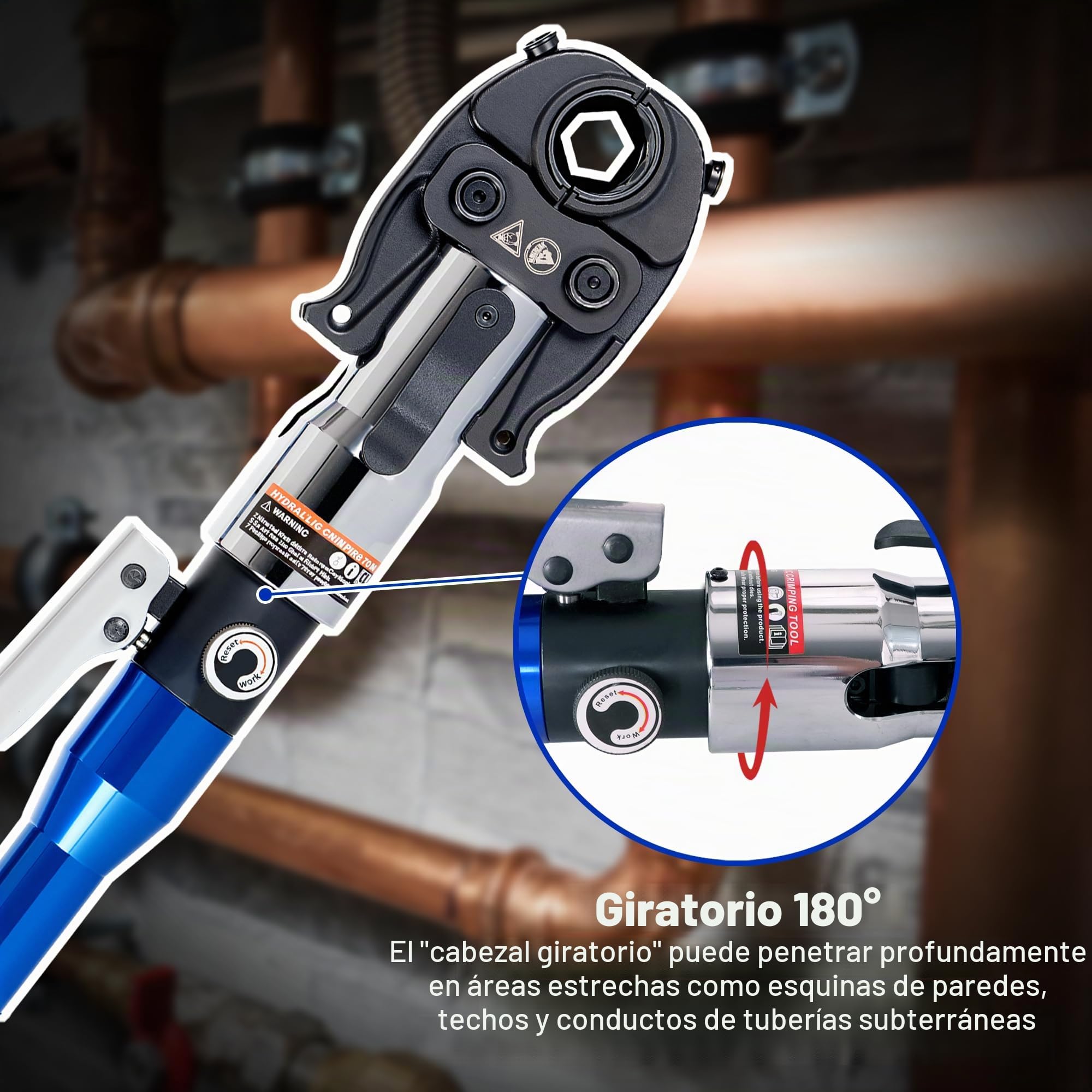 AMZCNC Alicates de prensa profesional en forma de V y contorno TH, para tubos de cobre, tubos de acero inoxidable, tubo de acero inoxidable y tubo compuesto, insertos de mordaza V12 V15 V18 V22 V28 y