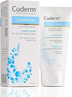 Cuderm Hand Cream 75ml (Alcohol Free) Fast Absorbing Moisturiser for Dry Skin, Eczema on Hands | Hypoallergenic | Vegan | Unscented | Steroid Free