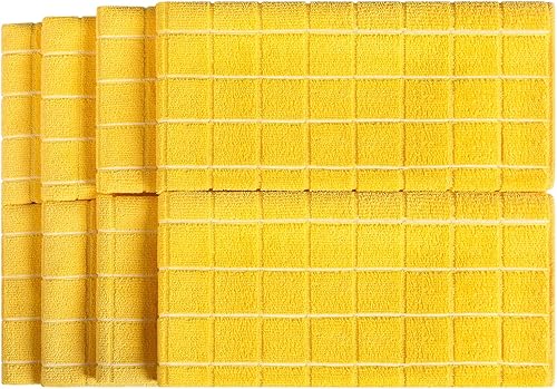 Miniatura 2 de Toallas de cocina de microfibra, suaves, superabsorbentes y sin pelusas, paquete de 8 (colores negros con diseño de enrejado), 26 x 18 pulgadas