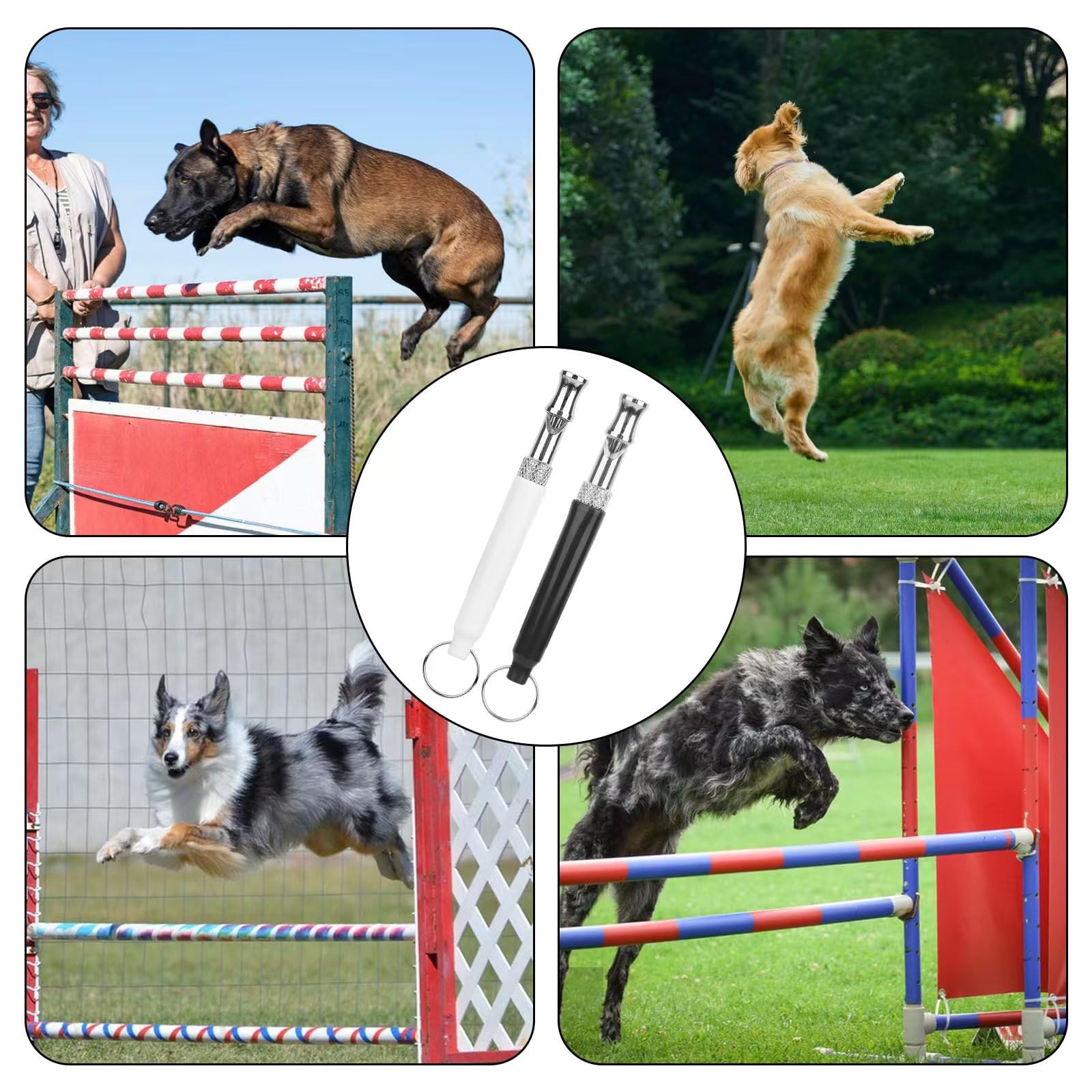 Lot de 2 De Sifflet Chien,Sifflet Ultrason Chien Anti Aboiement Fréquence Réglable Professionnelle, Haute Fréquence, Silencieux, avec Cordon pour L'éducation des Chiens