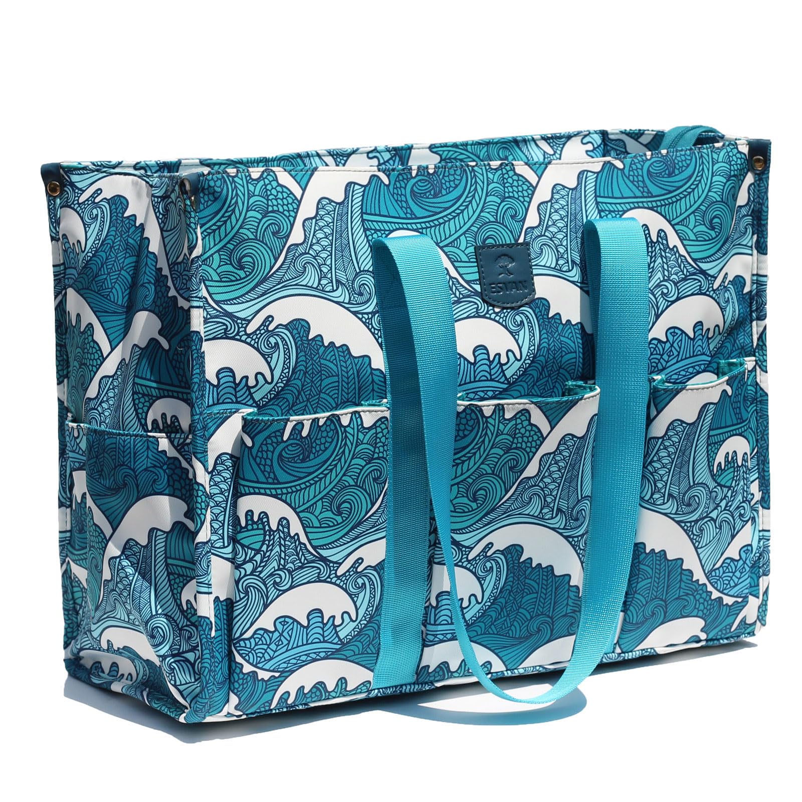 ESVAN Utility Tote Bag with Zip Top Waterproof Teacher Tote Bag for Teacher Work Women Beach