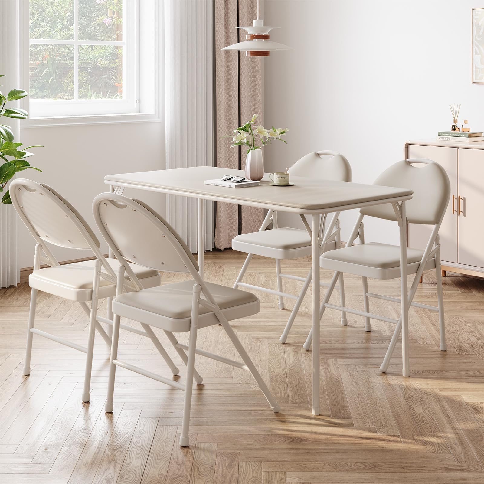Lot de 2 chaises pliantes avec rembourrage en cuir synthétique pour assise et dossier - Chaise de jardin et chaise d'invités en métal empilables - Pour salon, événement, bureau, salle à manger, balcon