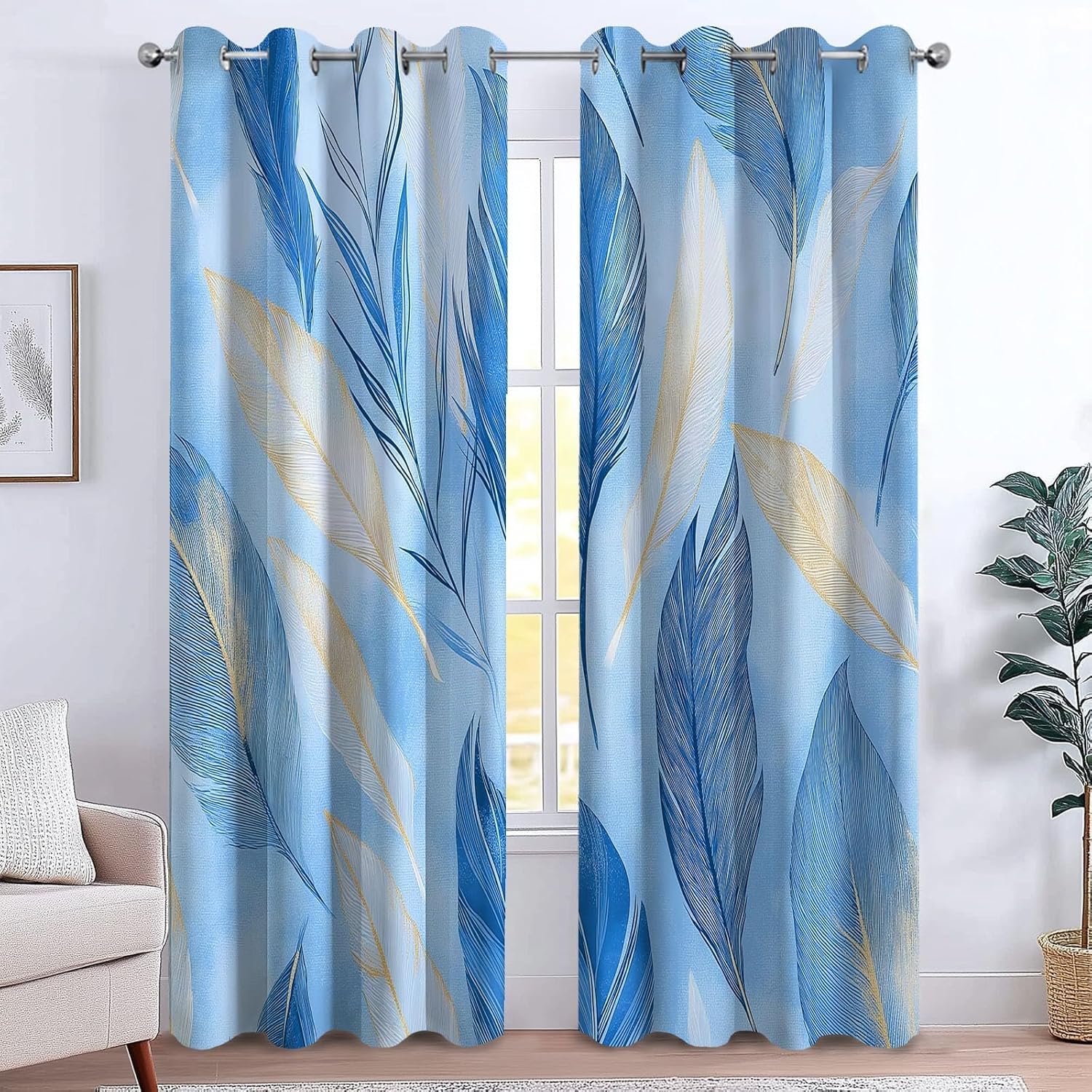 Rideaux occultants thermiques plume d'or pour isoler votre salon