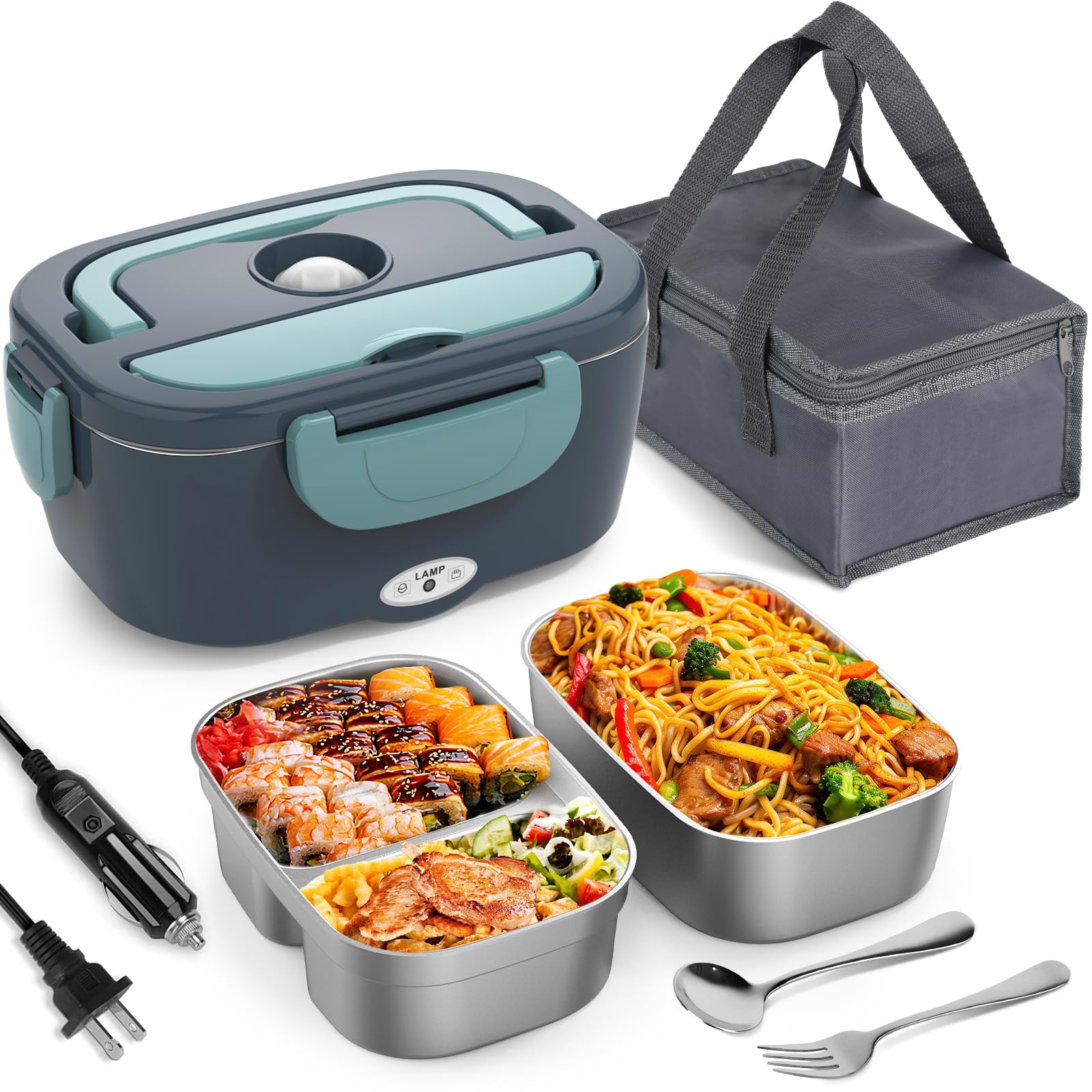 UKOFEW 1.8L Elektrische Lunchbox, 60W Thermobehälter für Essen für Auto, LKW Und Büro Beheizbare