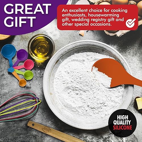 Miniatura 8 de Kaluns Juego completo de utensilios de cocina de silicona, 50 piezas, resistente al calor, antiadherentes, con asas de madera, 800 F, resistentes al