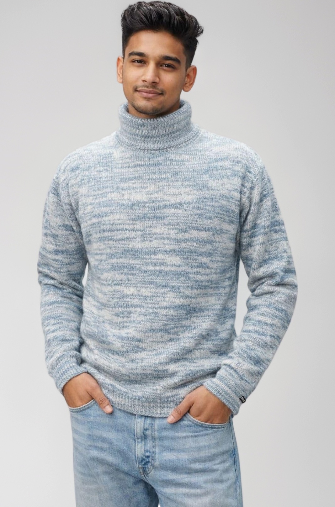 Men Wool Uttarakhand U K House Solid Sweater (Ash, Medium)