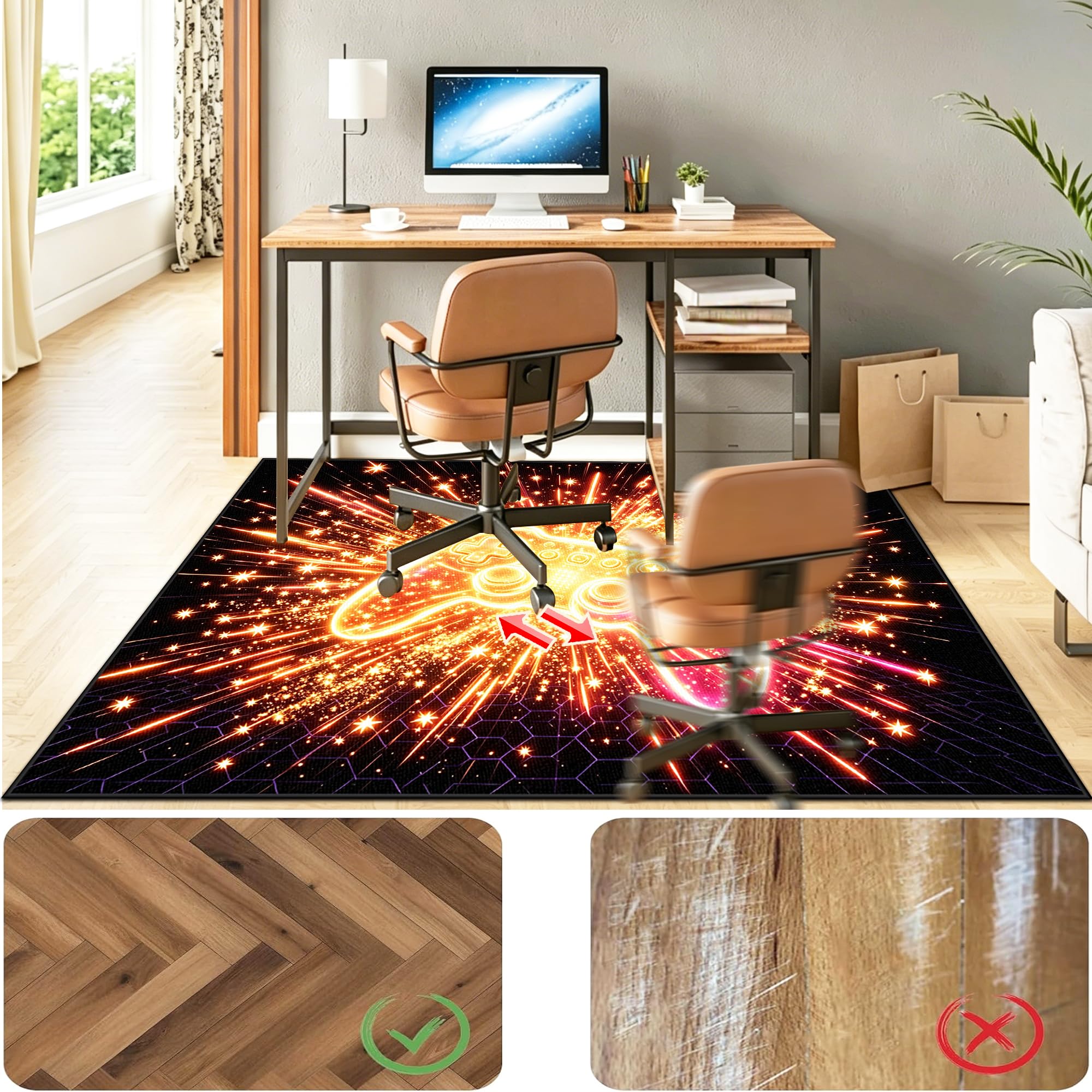 Tapis Chaise de Gaming Antidérapant Protection Chaise Parquet 130 x 160 cm