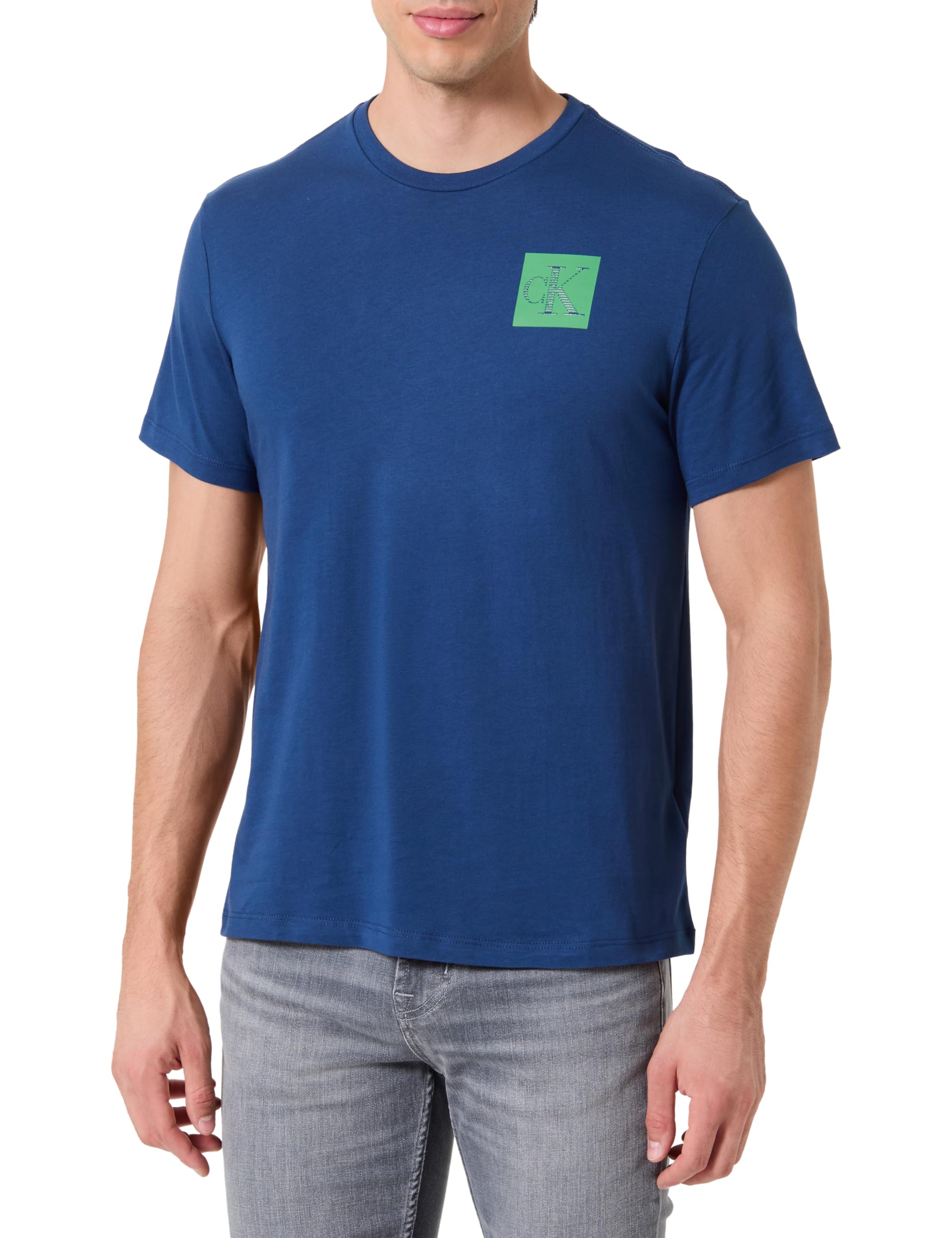 Calvin Klein Men's Short Sleeve Gradient Monogram Logo Cotton T-Shirt, Blue (Blue Jean), XXL
