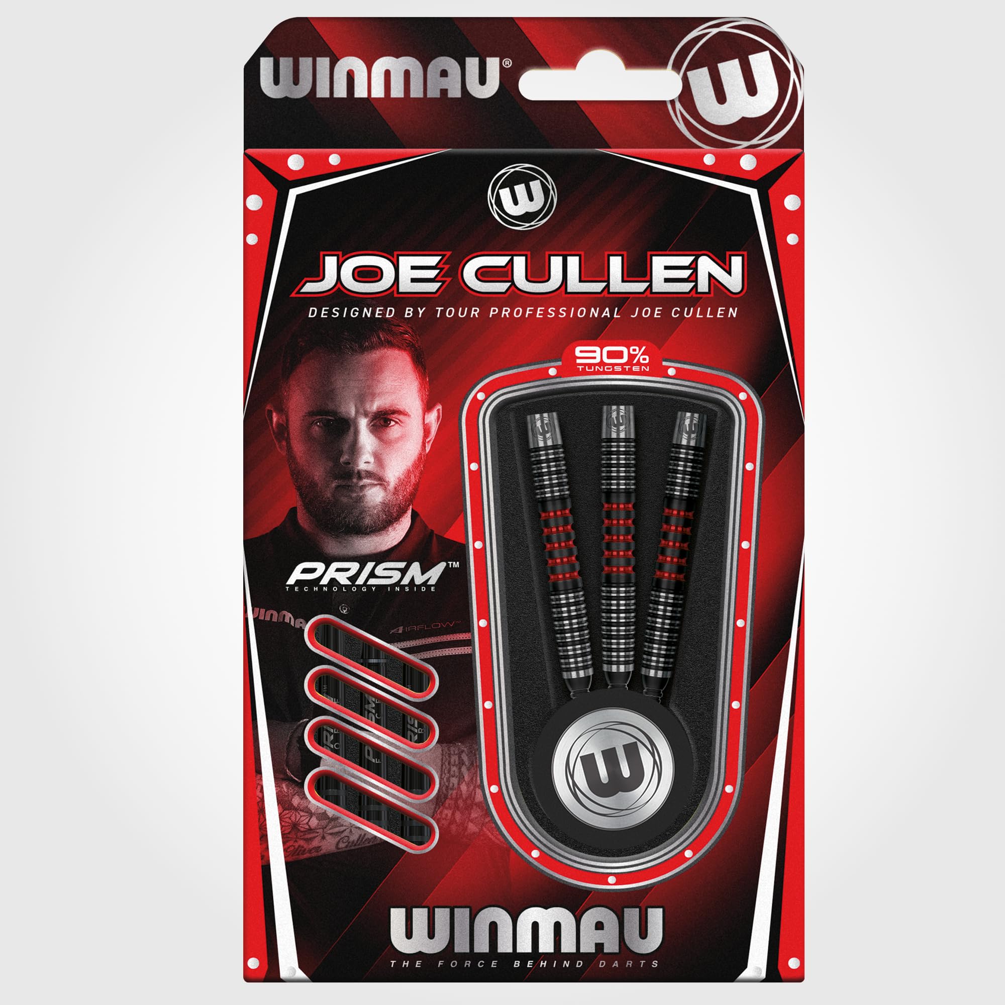 WINMAU Joe Cullen 22 Gramos Softip Dardos de tungsteno con vuelos y Ejes