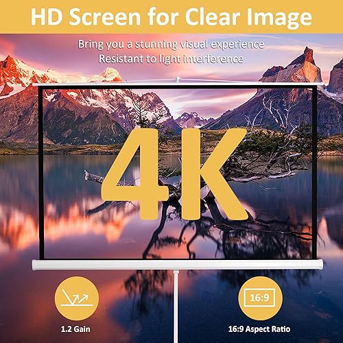 Miniatura 3 de Pantalla de proyector de 100 pulgadas, pantalla de proyector con soporte, pantalla de proyección al aire libre, pantalla de proyección de cine en