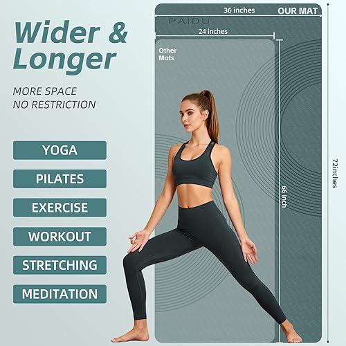 Miniatura 2 de Large Yoga Mat, 72" x 36" x 25"10MM Thick Non-Slip Exercise Mat, SGS-Certified POE Material, Ideal for Home Gym, Yoga, Pilates, Fitness Workouts &