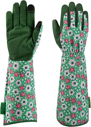 OIZEN Guantes de jardinería para mujeres y hombres1, 1 par de guantes de manga larga para poda de rosas a prueba de espinas, regalos de jardinería